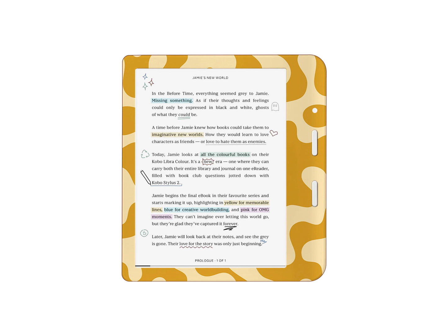 Autocollant Peau Kobo Motif Camouflage Abstraction Jaune | Housse en Vinyle Kobo | Cadeau pour les lecteurs | Accessoire liseuse
