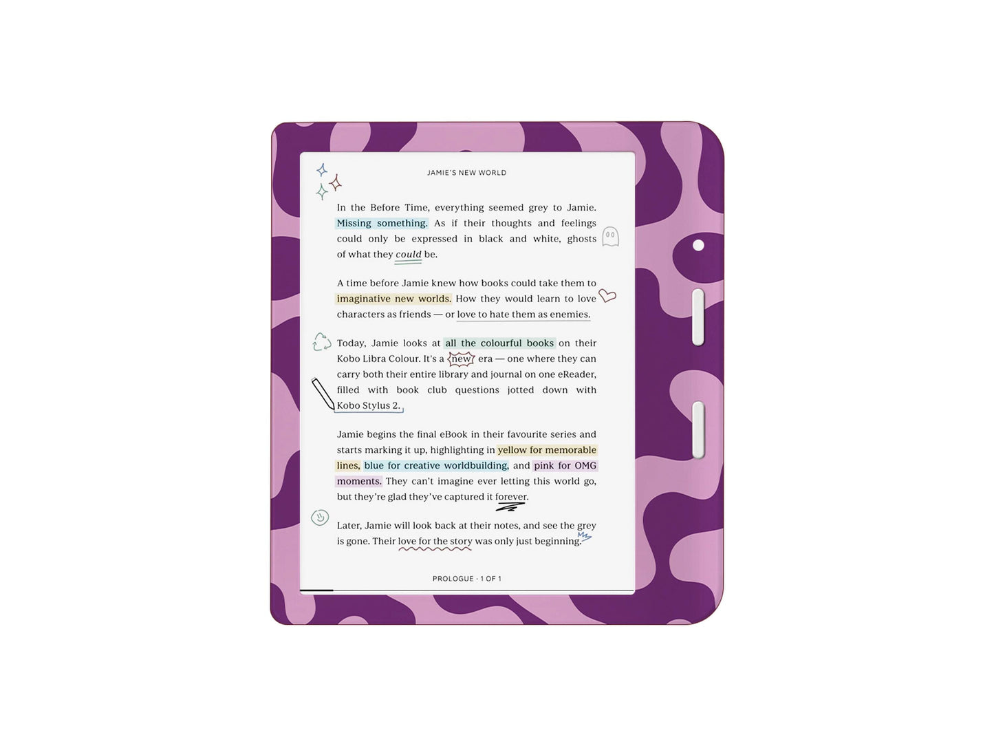 Autocollant pour Kobo à motif camouflage abstrait violet | Housse en vinyle Kobo | Cadeau pour les lecteurs | Accessoire pour liseuse