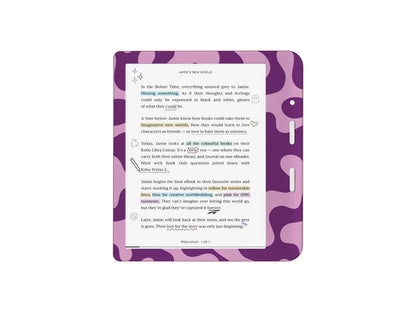Autocollant pour Kobo à motif camouflage abstrait violet | Housse en vinyle Kobo | Cadeau pour les lecteurs | Accessoire pour liseuse