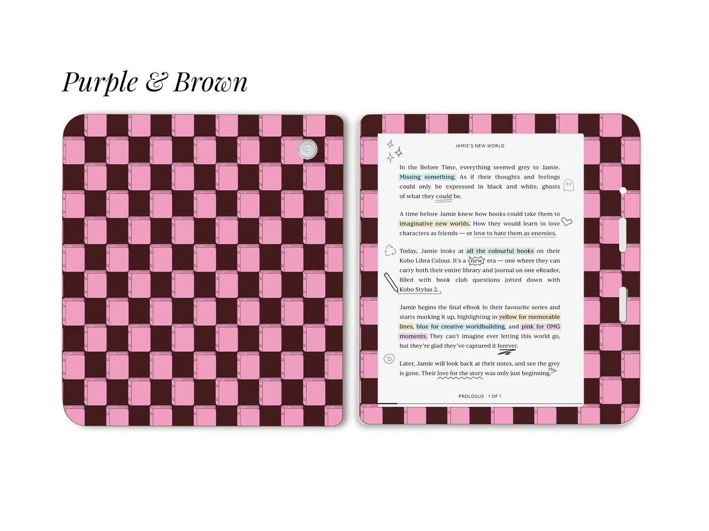 Vérification des détails du livre Autocollant Kobo à motif à carreaux | Housse en vinyle Kobo | Cadeau pour les lecteurs | Accessoire pour liseuse