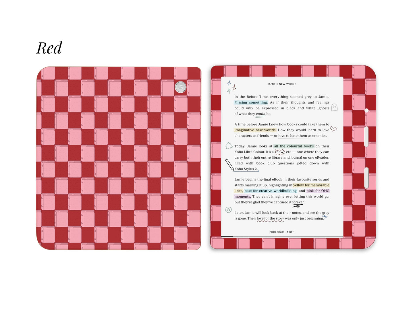 Vérification des détails du livre Autocollant Kobo à motif à carreaux | Housse en vinyle Kobo | Cadeau pour les lecteurs | Accessoire pour liseuse