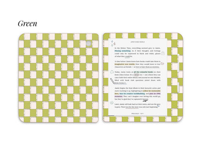 Vérification des détails du livre Autocollant Kobo à motif à carreaux | Housse en vinyle Kobo | Cadeau pour les lecteurs | Accessoire pour liseuse