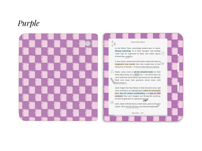 Vérification des détails du livre Autocollant Kobo à motif à carreaux | Housse en vinyle Kobo | Cadeau pour les lecteurs | Accessoire pour liseuse