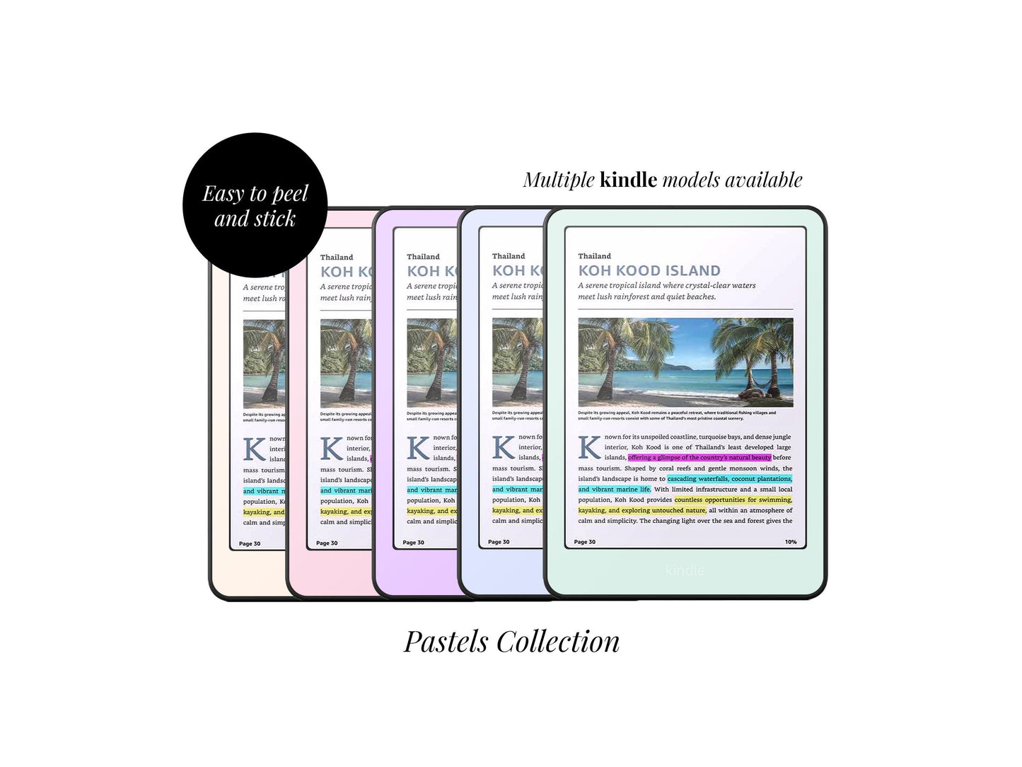 Décalcomanie Pastel pour Kindle | Housse en vinyle pour Kindle | Cadeau littéraire | Accessoire pour liseuse