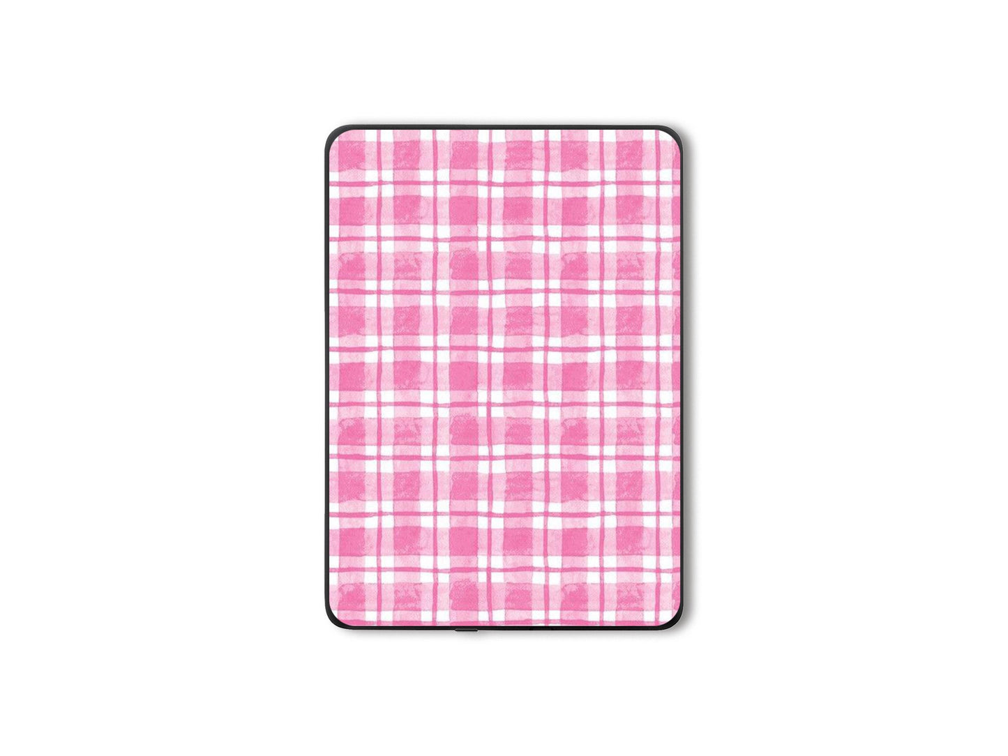 Autocollant rose à carreaux pour Kindle | Housse en vinyle pour Kindle | Cadeau pour les lecteurs | Accessoire pour liseuse