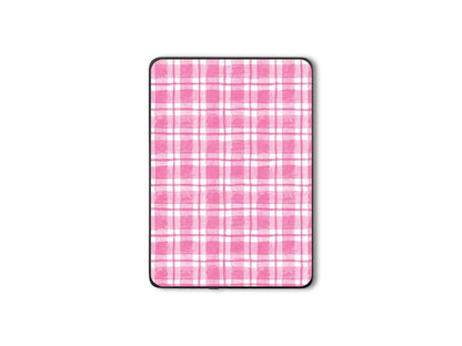 Autocollant rose à carreaux pour Kindle | Housse en vinyle pour Kindle | Cadeau pour les lecteurs | Accessoire pour liseuse