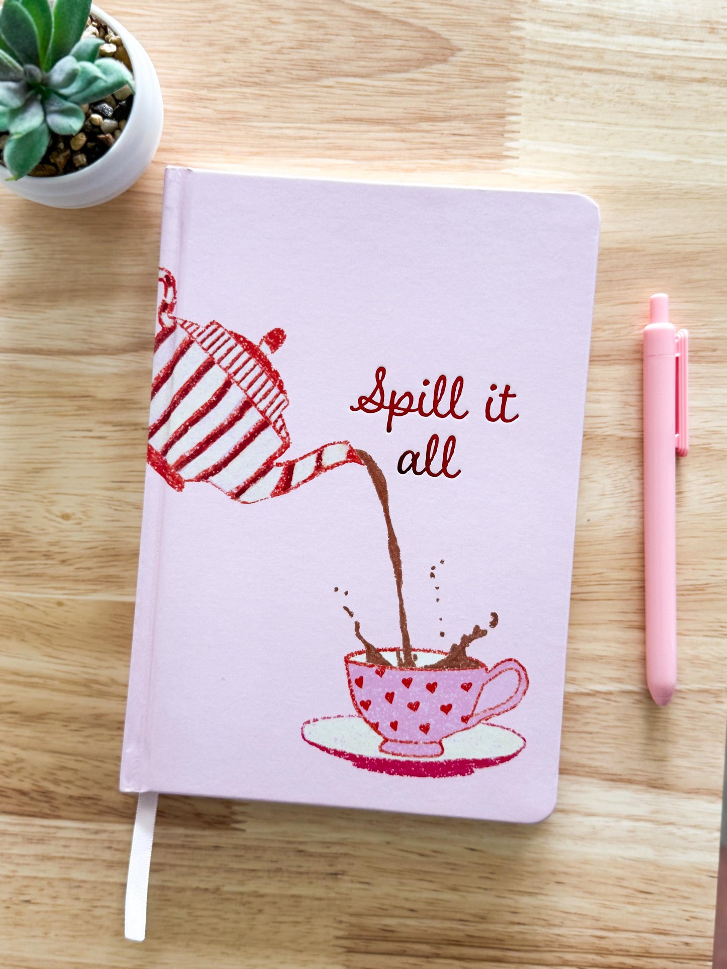 PRÉCOMMANDE Carnet rose A5 | Bullet agenda | Couverture illustrée à la main | Pages pointillées