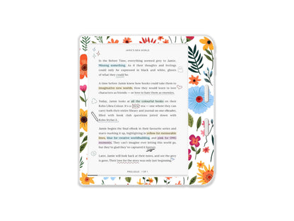 Autocollant Kobo Fleur de Printemps | Housse vinyle Kobo | Cadeau littéraire | Accessoire de liseuse