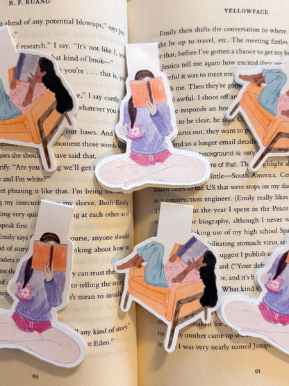 Marque-page magnétique « Fille qui lit #2 » | Articles de lecture | Cadeaux pour les amoureux des livres | Accessoires de lecture