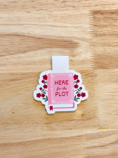 Marque-page magnétique "Here For The Plot" | Produits dérivés littéraires | Cadeaux pour les amoureux des livres | Accessoires de lecture