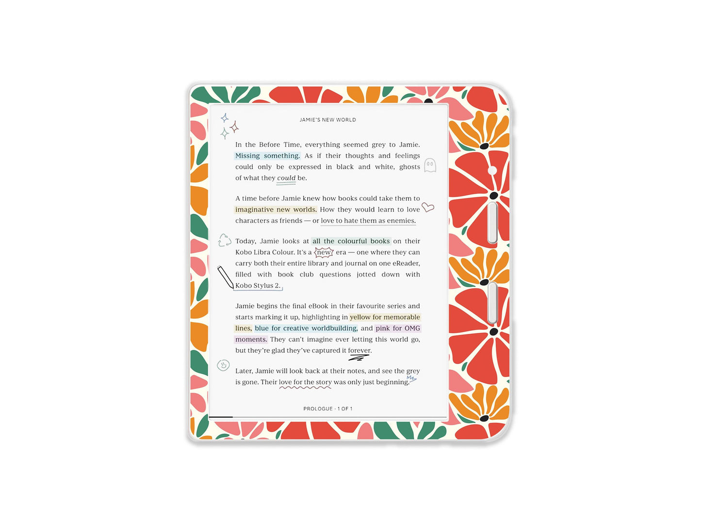 Autocollant tropical floral pour Kobo | Housse en vinyle pour Kobo | Cadeau pour les lecteurs | Accessoire pour liseuse