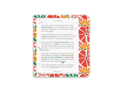 Autocollant tropical floral pour Kobo | Housse en vinyle pour Kobo | Cadeau pour les lecteurs | Accessoire pour liseuse