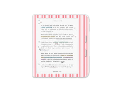 Autocollant Kobo à rayures roses | Housse en vinyle Kobo | Cadeau littéraire | Accessoire de liseuse