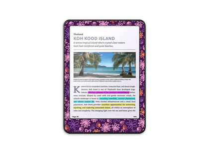 Décalcomanie florale violette pour Kindle | Housse en vinyle pour Kindle | Cadeau littéraire | Accessoire pour liseuse